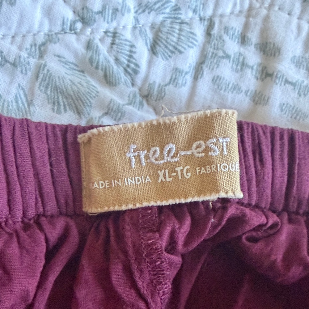 Free People Wide Leg Pants in Dark Plum/Burgundy - Picture 2 of 9
